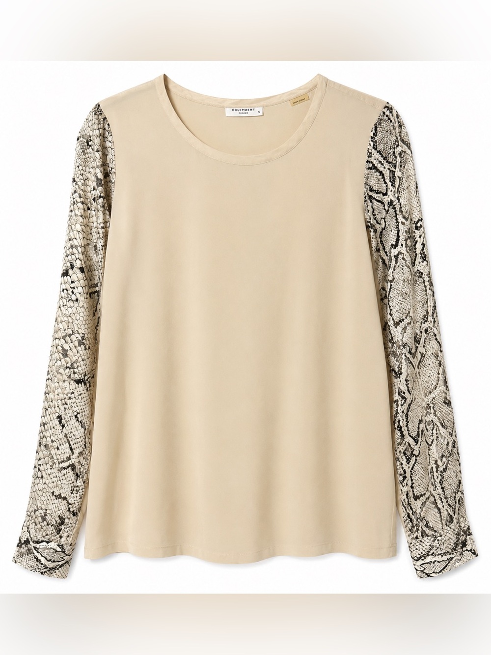 Equipment 100% Silk Blouse with Snake-Print Sleeves- S
